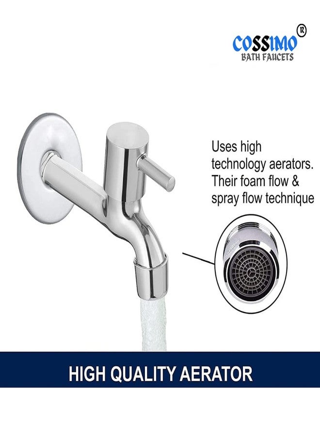 Cossimo صنبور حائط طويل من الفولاذ المقاوم للصدأ من كوسيمو توربو مع شفة جدارية للحمام، كروم، فضي - طقم من قطعتين - Image 4